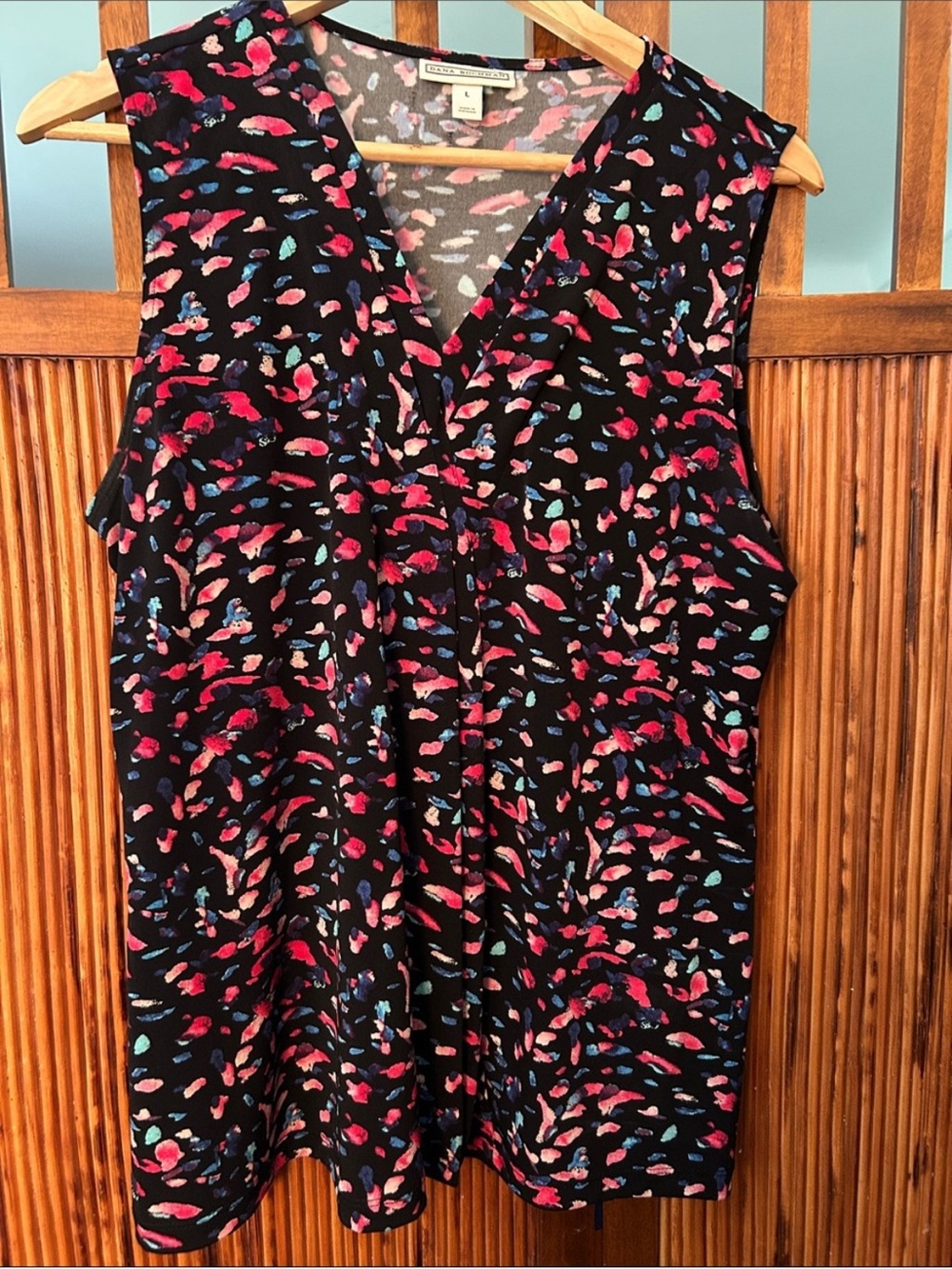Dana Buchman Black Mini Skirt with Pink, Red & Blue Floral Speckle - Picture 5 of 5